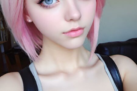 AI girl with pink hair wallpaper