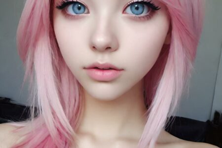 AI girl with pink hair wallpaper