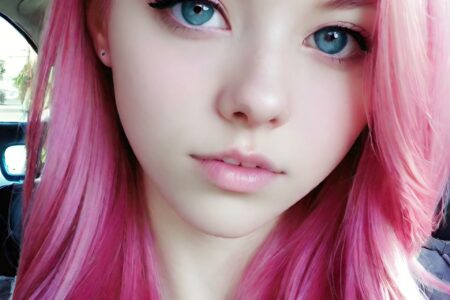 AI girl with pink hair wallpaper