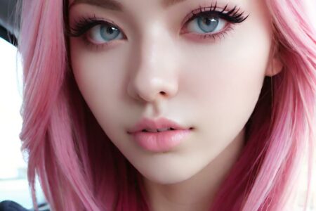 AI girl with pink hair wallpaper