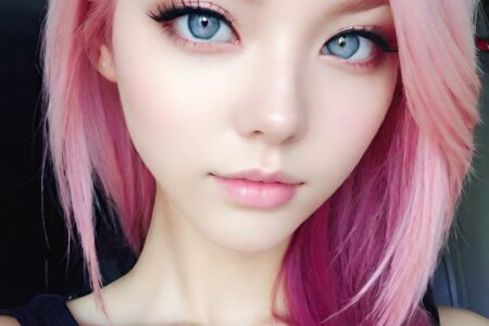 AI girl with pink hair wallpaper