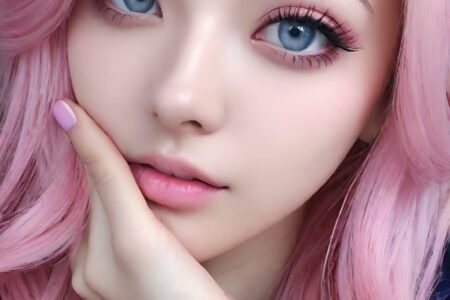 AI girl with pink hair wallpaper