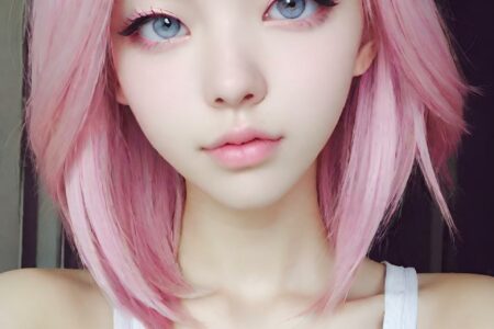 AI girl with pink hair wallpaper
