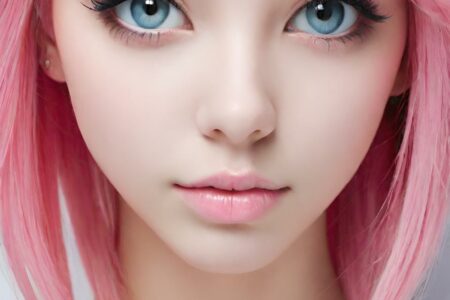 AI girl with pink hair wallpaper