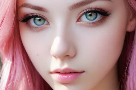 AI girl with pink hair wallpaper