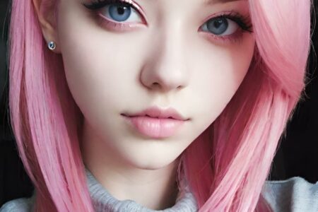 AI girl with pink hair wallpaper