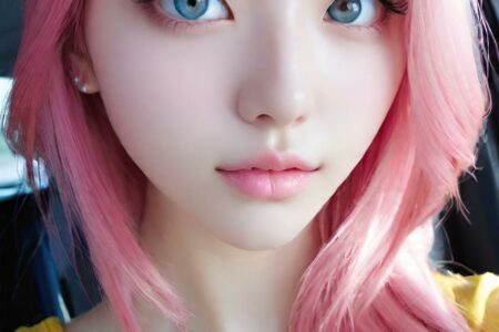 AI girl with pink hair wallpaper