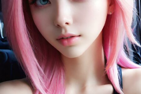 AI girl with pink hair wallpaper