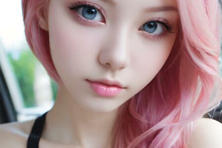 AI girl with pink hair wallpaper