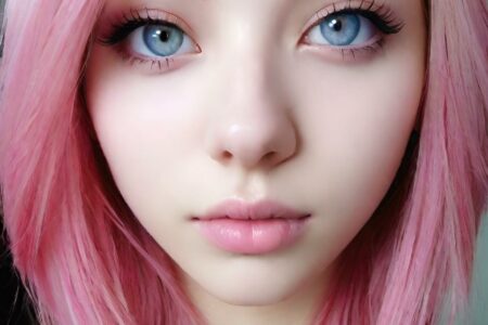 AI girl with pink hair wallpaper