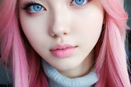 AI girl with pink hair wallpaper