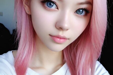 AI girl with pink hair wallpaper