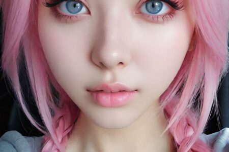 AI girl with pink hair wallpaper