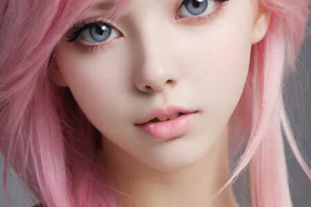 AI girl with pink hair wallpaper