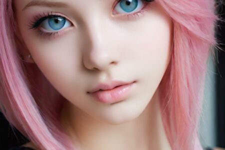 AI girl with pink hair wallpaper