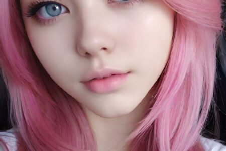 AI girl with pink hair wallpaper