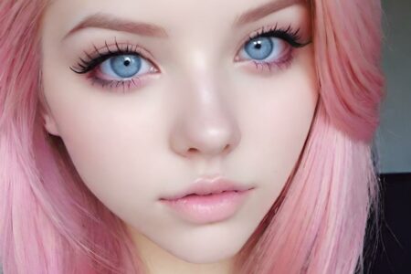 AI girl with pink hair wallpaper