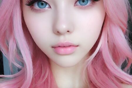 AI girl with pink hair wallpaper