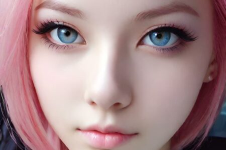 AI girl with pink hair wallpaper
