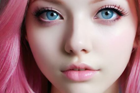 AI girl with pink hair wallpaper