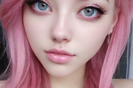 AI girl with pink hair wallpaper