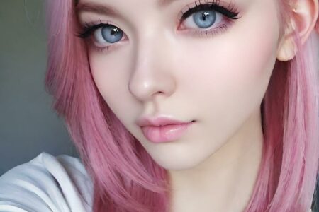 AI girl with pink hair wallpaper