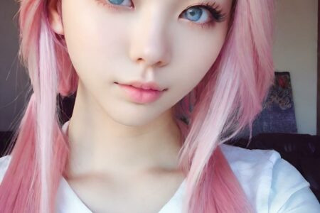 AI girl with pink hair wallpaper