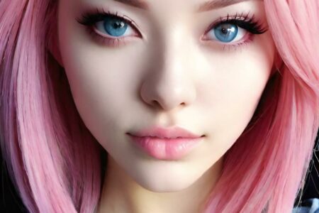 AI girl with pink hair wallpaper