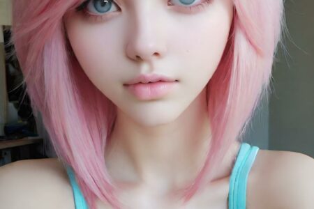 AI girl with pink hair wallpaper