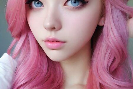 AI girl with pink hair wallpaper