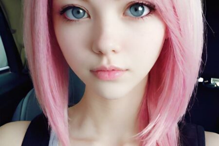 AI girl with pink hair wallpaper