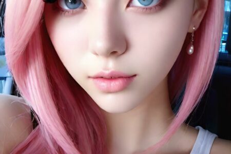 AI girl with pink hair wallpaper