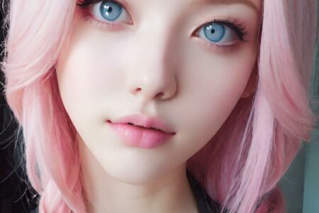 AI girl with pink hair wallpaper