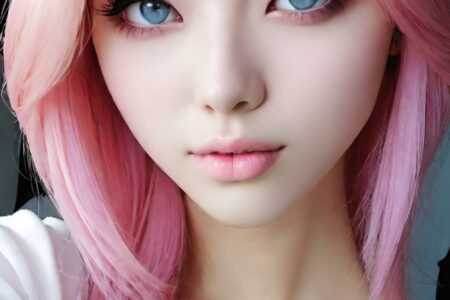 AI girl with pink hair wallpaper