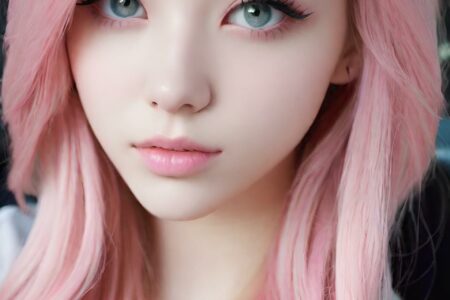 AI girl with pink hair wallpaper