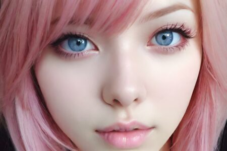 AI girl with pink hair wallpaper