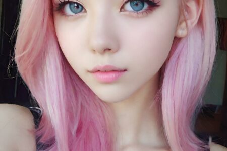AI girl with pink hair wallpaper
