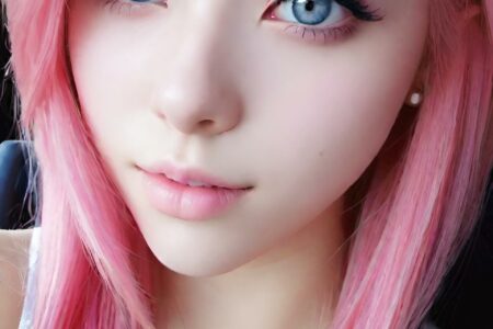 AI girl with pink hair wallpaper