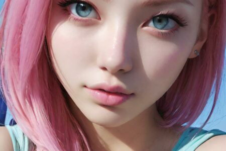 AI girl with pink hair wallpaper