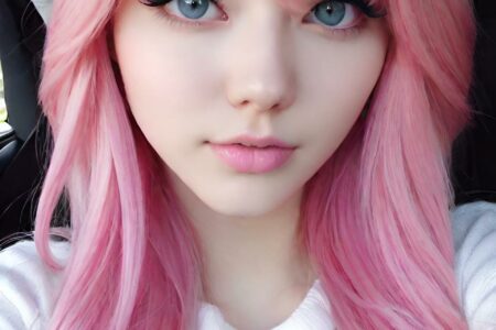 AI girl with pink hair wallpaper