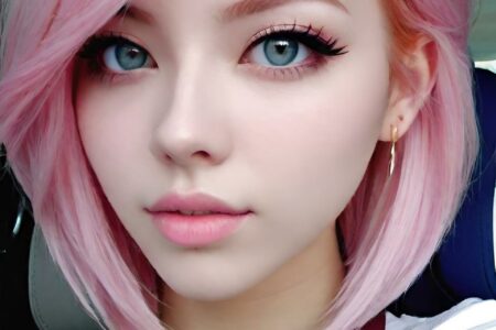 AI girl with pink hair wallpaper