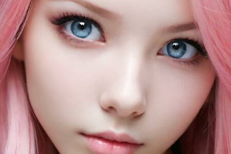 AI girl with pink hair wallpaper
