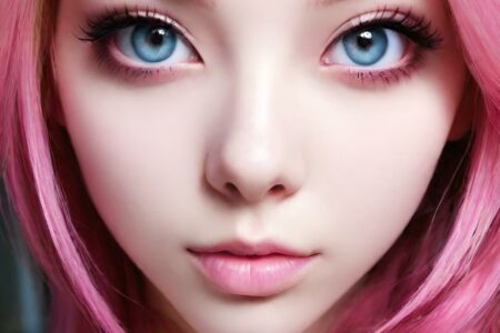AI girl with pink hair wallpaper