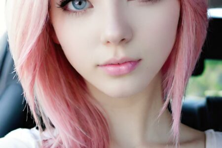 AI girl with pink hair wallpaper