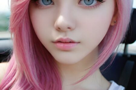 AI girl with pink hair wallpaper