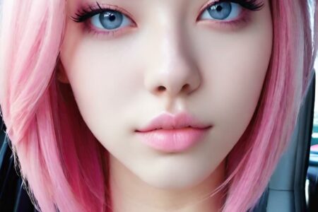 AI girl with pink hair wallpaper