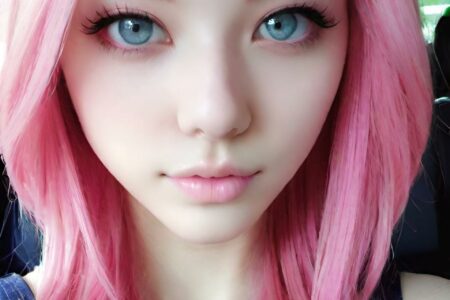 AI girl with pink hair wallpaper