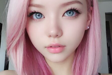 AI girl with pink hair wallpaper