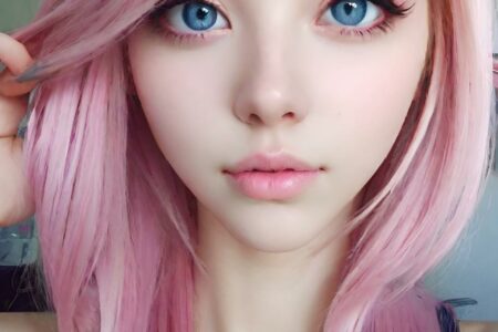 AI girl with pink hair wallpaper
