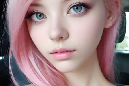AI girl with pink hair wallpaper